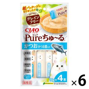 いなば CIAOピュア ちゅ〜る かつお かつお節入り 国産6袋 ちゅーる キャットフード おやつ