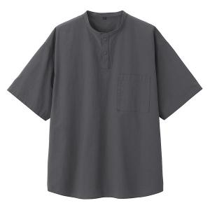 無印良品 涼感ヘンリーネック半袖布帛Tシャツ 紳士 L