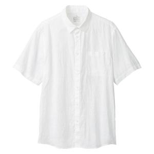 無印良品 ヘンプ洗いざらし半袖シャツ 紳士 L 白 良品計画