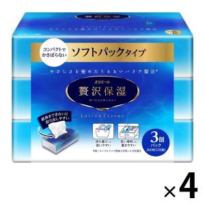 ティッシュペーパー 130組（3個入）エリエール 贅沢保湿ローションティシュー ソフトパック 1セット（4パック） 大王製紙