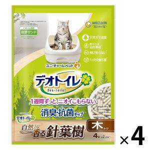ケース販売 デオトイレ 針葉樹の飛び散らない消臭 抗菌チップ 4L 4袋 猫砂 ユニ チャーム