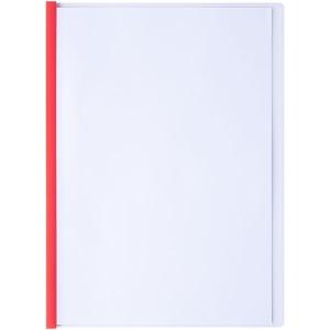 アスクル　レール式クリアーホルダー　A4タテ　50枚とじ　レッド　10冊　ファイル