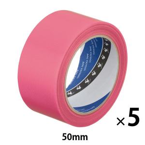 寺岡製作所 養生テープ P-カットテープ No.4140 塗装養生用 ピンク 幅50mm×長さ25m巻 1セット（5巻：1巻×5）