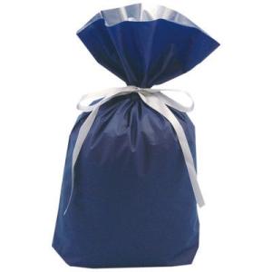梨地リボン付き巾着（マチ付き） S ネイビー 1袋（20枚入） カクケイ