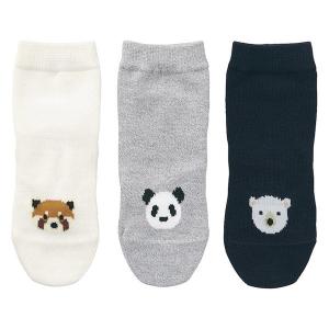 無印良品 足なり直角 かかとに合う 3足組靴下 動物柄