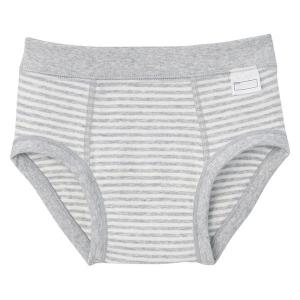 無印良品 フライス編み前閉じブリーフ ベビー 100 グレーボーダー