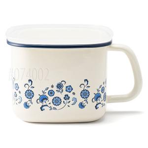 富士ホーロー メモリーズ 角型みそポット ブルーフラワー FJ-KP.BF 1個