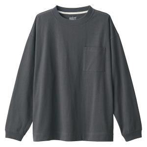 無印良品 洗いざらし太番手ポケット付長袖Tシャツ 紳士 L ダークグレー 良品計画