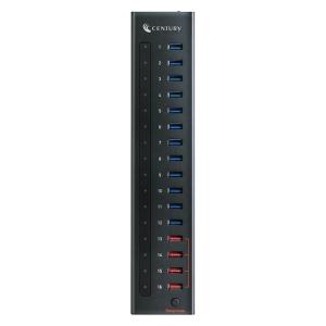 センチュリー USB3.2 Gen1対応 USBハブ 16ポート Hub名人 十六段 CHM-U3P16V2