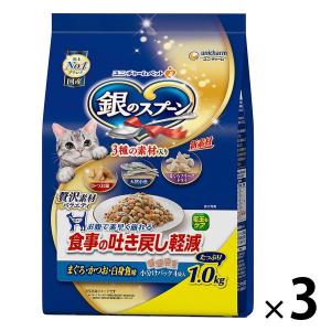 銀のスプーン 贅沢素材バラエティ 吐き戻し軽減フード 天然小魚 国産 1kg 3袋 キャットフード 猫 ドライ