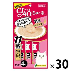 いなば CIAO チャオ ちゅーる キャットフード 猫 11歳以上 まぐろ・かつお 国産（14g×4本）30袋 ちゅ〜る おやつ