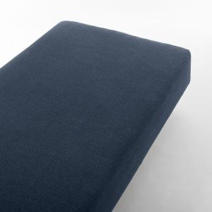 無印良品 綿天竺 落ちワタ入りボックスシーツ S/杢ネイビー 100×200×18〜28cm用 良品計画