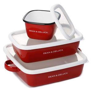 DEAN & DELUCA ホーローコンテナ 保存容器 レッド S M L 3個セット