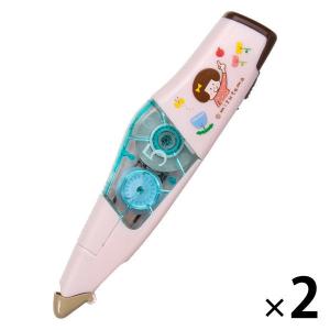 プラス 修正テープ ホワイパーPT 幅5mm×6m 限定mizutama フラワー ピンク WH-645 2個