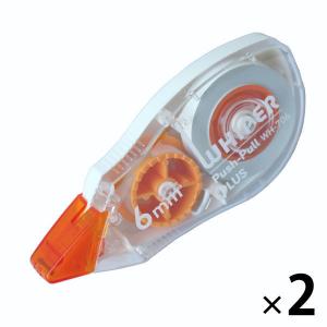 プラス 修正テープ ホワイパープッシュプル 幅6mm×12m オレンジ 2箱 WH-706