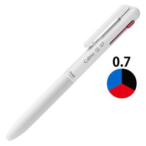 ぺんてる Calme（カルム） 3色油性ボールペン 0.7mm グレイッシュホワイト軸 1本 BXAC37W