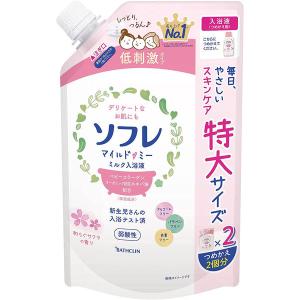 ソフレ マイルド ミー ミルク入浴液 詰替大容量 1200mL 和らぐサクラの香り ピュアホワイト バスクリン 入浴剤