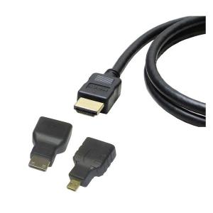 Vodaview miniHDMI/microHDMI変換コネクタ付きHDMIケーブル 1m VV-HDACD-AD-HDMI010AA-B 1セット
