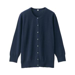 無印良品 UVカット強撚クルーネックカーディガン 婦人 M ネイビー 良品計画