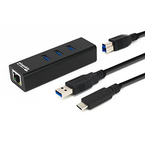 Plugable USB 3.0 ハブ バスパワー 3ポート 有線 LANイーサネット USB-C ...