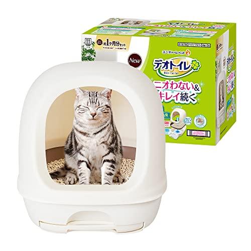 デオトイレ 猫用 トイレ フード付き 本体セット ナチュラルアイボリー おしっこ ペット用品 ユニチ...