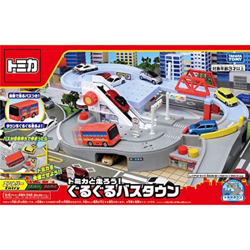 タカラトミー『 トミカ トミカと走ろう! ぐるぐるバスタウン 』 ミニカー 車 おもちゃ 3歳以上 ...