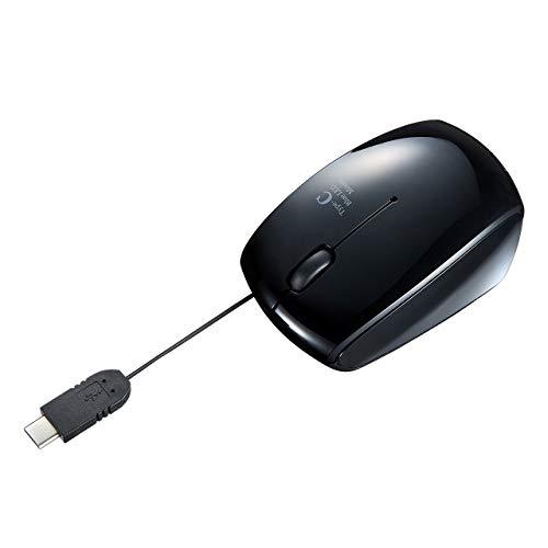 サンワサプライ USB Type-C巻取りマウス ブルーLED 3ボタン 小型 ブラック MA-BL...