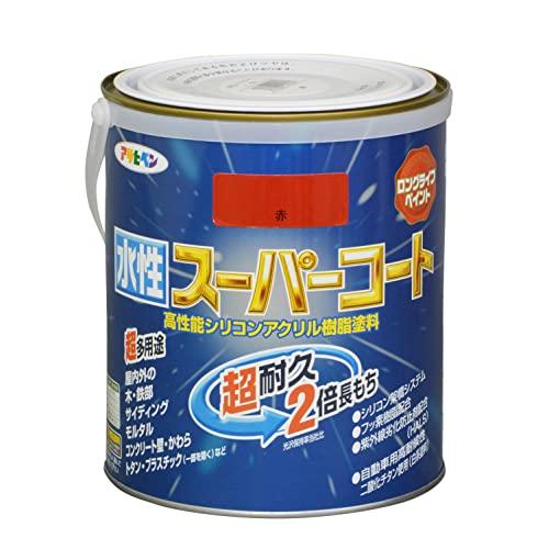 アサヒペン ペンキ 水性スーパーコート 水性多用途 赤 1.6L