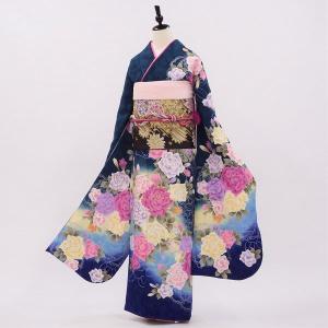 正絹振袖+半衿付き長襦袢+帯+帯揚+帯〆+重衿 6点セット 大人かわいい