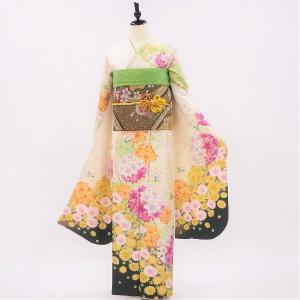 正絹振袖+半衿付き長襦袢+帯+帯揚+帯〆+重衿 6点セット 大人かわいい