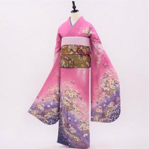 中古】正絹 振袖 フルセット 販売6点セット 半衿付き長襦袢・帯・帯揚