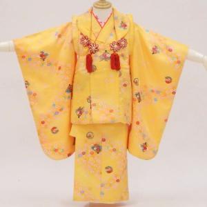 七五三 3歳 【販売 】【中古】着物フルセット 鮮やかイエロー 手まり