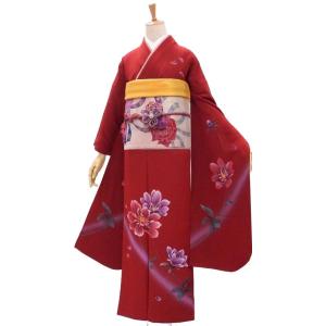 美品　振袖　正絹　長襦袢　襟付き 正絹振袖+半衿付き長襦袢+帯+帯揚+帯〆+重衿 6点セット