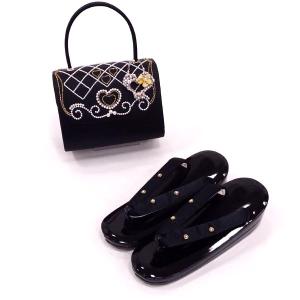 草履バッグセット 振袖や訪問着におすすめ anan スィートなブラック フリーサイズ約23.0から24.5ｃｍ対応