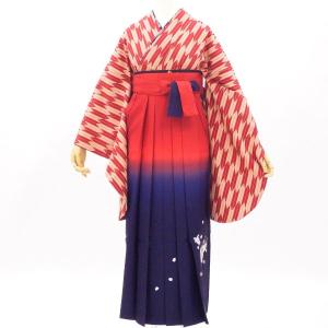 卒業式 袴 セット 購入 大正浪漫な矢絣 赤×黒に刺しゅうを添えて 身長