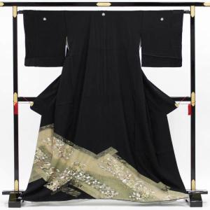 平和屋着物▽豪華黒留袖　単衣　駒刺繍　束ね熨斗文　金彩　正絹　逸品　AABC0340fy 平和屋着物▽豪華黒留袖 単衣 駒刺繍 束ね熨斗文 金彩 正絹 逸品
