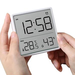 水沐良品デジタル温湿度計 デジタル時計 壁掛け 卓上スタンド