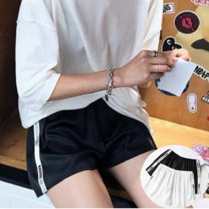 スウェットパンツ レディース おしゃれ インナー パンツ サテン サイドロゴ ブラック ホワイト