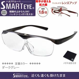 SMART EYE(スマートアイ) 拡大鏡1.6倍 ハネアゲタイプルーペ ダークグレー FSL-01-1｜y-n-g