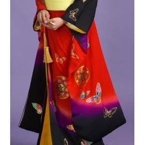 引振袖レンタル 赤地に蝶柄、華紋 落款入り[4...の詳細画像3