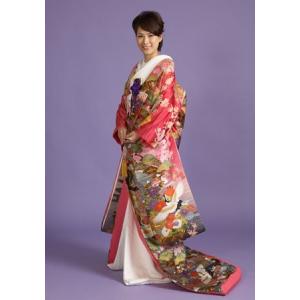 ピンクの色打掛レンタル 鶴とオシドリ-4泊5日・小物セット/結婚式 花嫁 婚礼 ブライダル ウェディング 披露宴/和装の貸衣装