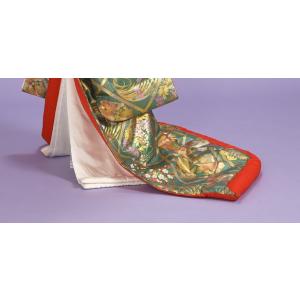 グリーン地の金箔色打掛レンタル 本手描き友禅-...の詳細画像2