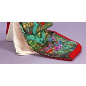 塩瀬羽二重 本手描き友禅色打掛レンタル 青と紫...の詳細画像2