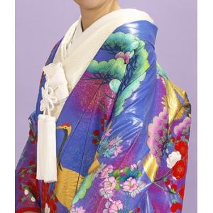 塩瀬羽二重 本手描き友禅色打掛レンタル 青と紫...の詳細画像3