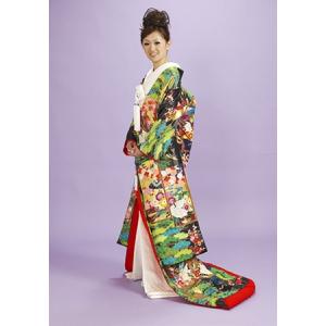 塩瀬羽二重　本手描き友禅色打掛レンタル　漆箔黒地[4泊5日・小物セット付・送料無料]/結婚式 花嫁 婚礼 ブライダル ウェディング 披露宴/和装の貸衣装
