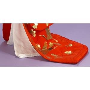 塩瀬羽二重 本手描き友禅色打掛レンタル 赤地に...の詳細画像2