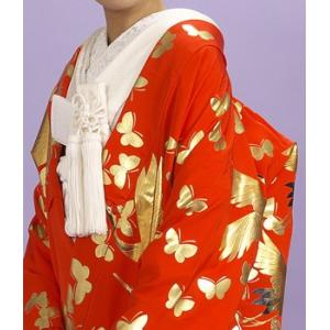 塩瀬羽二重 本手描き友禅色打掛レンタル 赤地に...の詳細画像3