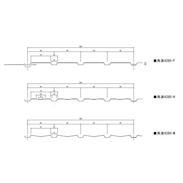 【送料別途】角波(4山)4380 厚み0.35mm×長さオーダー1,101mm〜1,200mm (1...