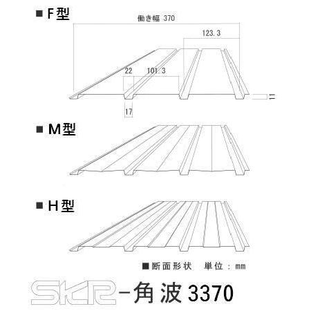 【送料別途】角波(3山)3370 厚み0.3mm×長さオーダー1,001mm〜1,100mm (1枚...