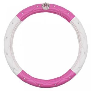 車 ステアリング・ホイール アクセサリー Car Steering Wheel Cover, MKLOT 38CM/15'' Universal Cystal Crown PU Leather DAD Diamond Steering Wheel Cover